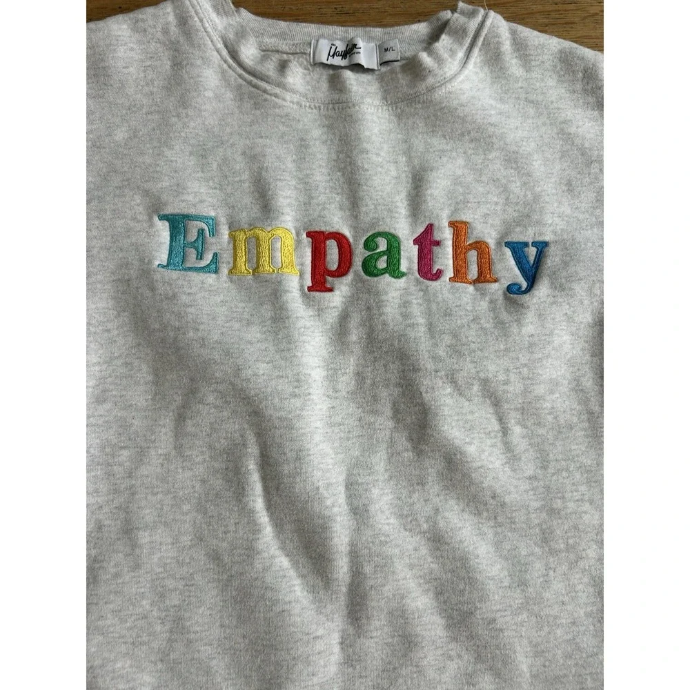 The Mayfair Group Empathy Always Crewneck Gray Women's M/L Medium Large - Picture 2 of 5